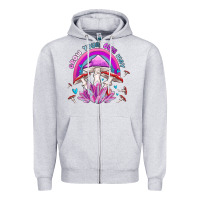 Heather Grey grow your own way crystal and mushroom Zipper Hoodie - MaliasSmallBusiness