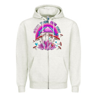 Oatmeal Heather grow your own way crystal and mushroom Zipper Hoodie - MaliasSmallBusiness