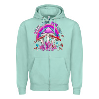 Seafoam grow your own way crystal and mushroom Zipper Hoodie - MaliasSmallBusiness