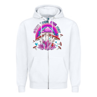 White grow your own way crystal and mushroom Zipper Hoodie - MaliasSmallBusiness