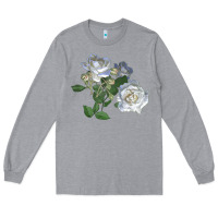 Heather Grey white dawn rose Long Sleeve Tee - LillyAllenDesigns