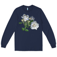 Navy white dawn rose Long Sleeve Tee - LillyAllenDesigns