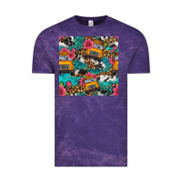 Cloud Purple western school bus seamless pattern Vintage Tee - BundleAndBundleShop