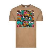 Vintage Coffee western school bus seamless pattern Vintage Tee - BundleAndBundleShop