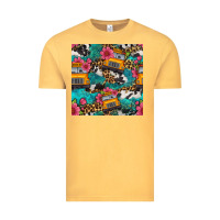 Vintage Mustard western school bus seamless pattern Vintage Tee - BundleAndBundleShop