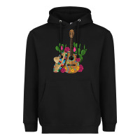 Black ,mexican sombrero guitar rose cactus Heavyweight Hoodie - Artiststas