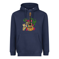 Navy ,mexican sombrero guitar rose cactus Heavyweight Hoodie - Artiststas