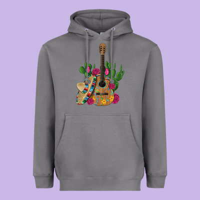 ,mexican Sombrero Guitar Rose Cactus Heavyweight Hoodie Designed By Artiststas