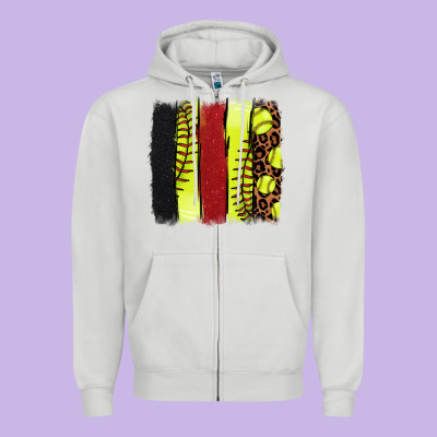 Softball Brushstroke Zipper Hoodie Designed By Nancycooperartshop