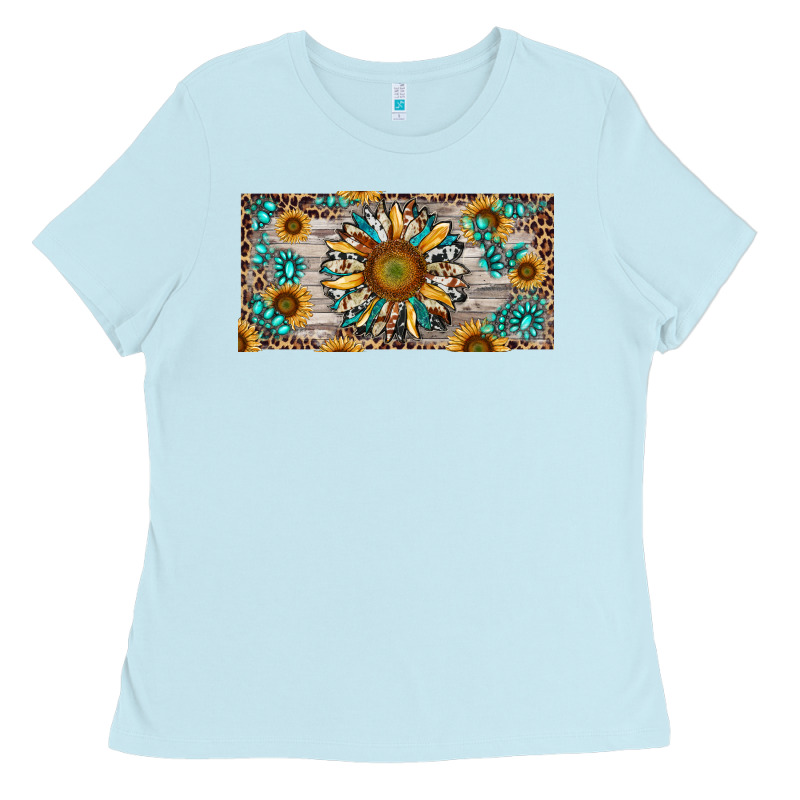 Western Sunflower And Gemstone License Plate Ladies Tee by RanaPortraitStore | Teevron
