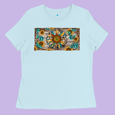 Ladies Tee western sunflower and gemstone license plate