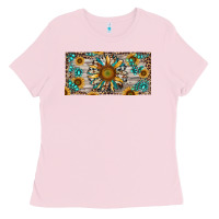 Bubblegum Pink western sunflower and gemstone license plate Ladies Tee - RanaPortraitStore
