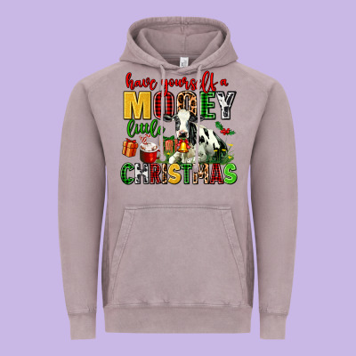 Have Yourself A Mooey Little Christmas Vintage Hoodie Designed By Adodesignshop