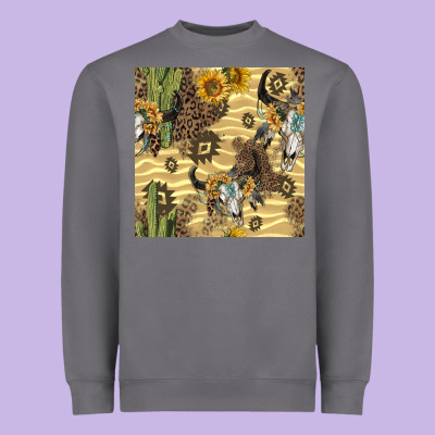Aztec Bull Skull Heavyweight Sweatshirt Designed By Bundleandbundleshop