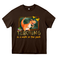 Chocolate Brown teaching is a walk in the park Heavy Core Tee - texasbilliewilder