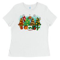 White christmas trees with basketball Ladies Tee - Zillion Design Studio