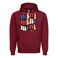 Burgundy American mini Zipper Hoodie - NancyCooperArtShop