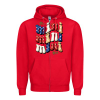 Red American mini Zipper Hoodie - NancyCooperArtShop