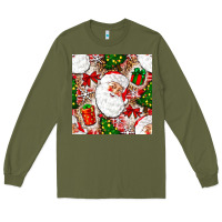 Army Green Christmas Santa Claus and gift box Long Sleeve Tee - NancyCooperArtShop