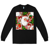 Black Christmas Santa Claus and gift box Long Sleeve Tee - NancyCooperArtShop