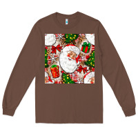 Chestnut Christmas Santa Claus and gift box Long Sleeve Tee - NancyCooperArtShop