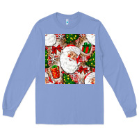 Colony Blue Christmas Santa Claus and gift box Long Sleeve Tee - NancyCooperArtShop