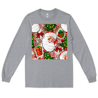 Heather Grey Christmas Santa Claus and gift box Long Sleeve Tee - NancyCooperArtShop