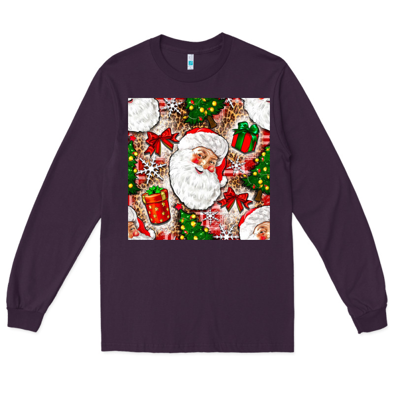 Christmas Santa Claus And Gift Box Long Sleeve Tee by NancyCooperArtShop | Teevron