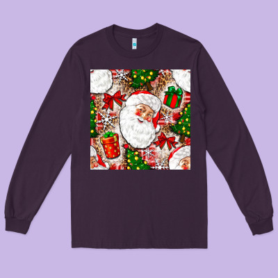 Christmas Santa Claus And Gift Box Long Sleeve Tee Designed By Nancycooperartshop