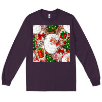 Plum Christmas Santa Claus and gift box Long Sleeve Tee - NancyCooperArtShop