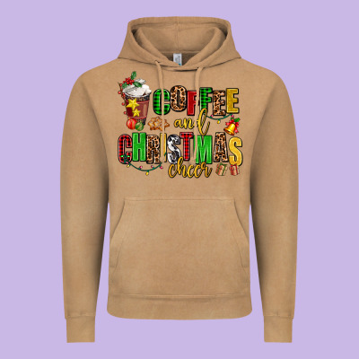 Coffee And Christmas Cheer Vintage Hoodie Designed By Adodesignshop