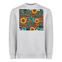 Heather Grey cross gemstone and sunflower Heavyweight Sweatshirt - Artiststas