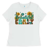 White beautiful crazy Ladies Tee - texasbilliewilder