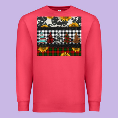 Christmas Trees And Sunflowers Premium Sweatshirt Designed By Jasminsmagicworld
