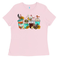 Bubblegum Pink chicken coffee cups Ladies Tee - texasbilliewilder