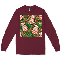 Burgundy Christmas tree cakes Long Sleeve Tee - NancyCooperArtShop