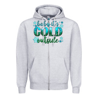 Heather Grey baby its cold outside Zipper Hoodie - NancyCooperArtShop