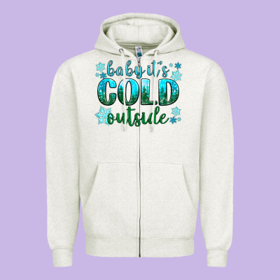 Baby Its Cold Outside Zipper Hoodie Designed By Nancycooperartshop