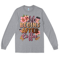 Heather Grey life begins after coffee Long Sleeve Tee - JahusDesignShop