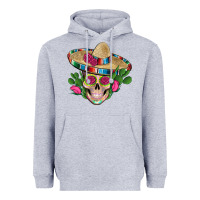 Heather Grey mexican skull sombrero roses cactus serape Heavyweight Hoodie - Artiststas