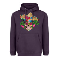 Plum mexican skull sombrero roses cactus serape Heavyweight Hoodie - Artiststas