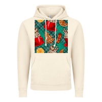 Vintage Artic christmas hot chocolate and cookie seamless pattern Vintage Hoodie - BundleAndBundleShop
