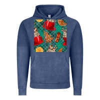 Vintage Denim christmas hot chocolate and cookie seamless pattern Vintage Hoodie - BundleAndBundleShop