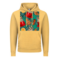 Vintage Mustard christmas hot chocolate and cookie seamless pattern Vintage Hoodie - BundleAndBundleShop