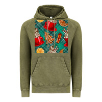 Vintage Olive christmas hot chocolate and cookie seamless pattern Vintage Hoodie - BundleAndBundleShop