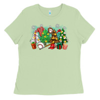 Matcha christmas trees with baseball Ladies Tee - Zillion Design Studio