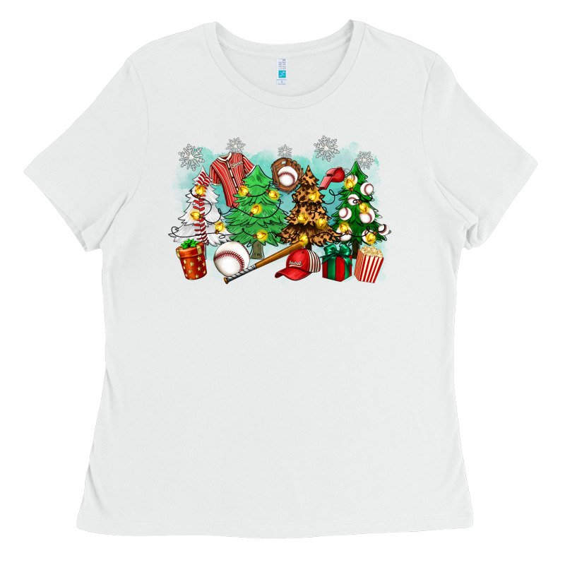 Christmas Trees With Baseball Ladies Tee by Zillion Design Studio | Teevron