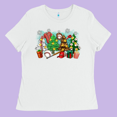 Christmas Trees With Baseball Ladies Tee Designed By Zillion Design Studio