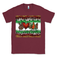 Burgundy Peace Love Christmas Trees Classic Tee - Jasminsmagicworld