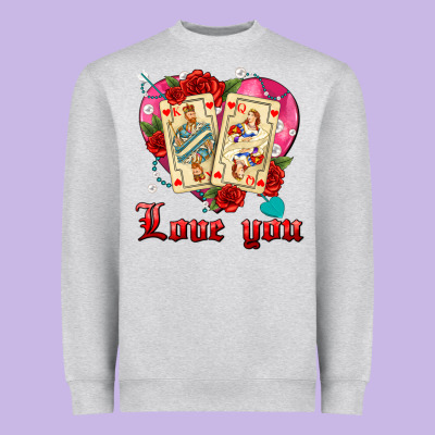 Love You Playing Cards Roses And Pearls Heavyweight Sweatshirt Designed By Adodesignshop